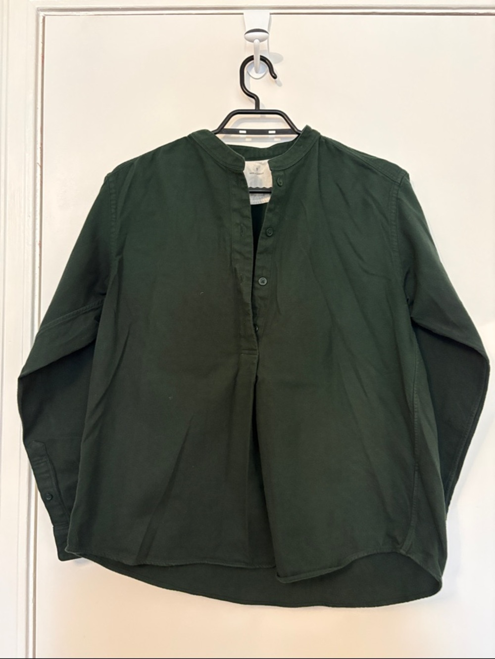 Muji collarless flannel shirt